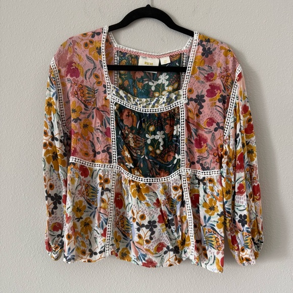 Anthropologie Maeve Nikki Peasant Blouse Floral Bohemian XS - Picture 3 of 11
